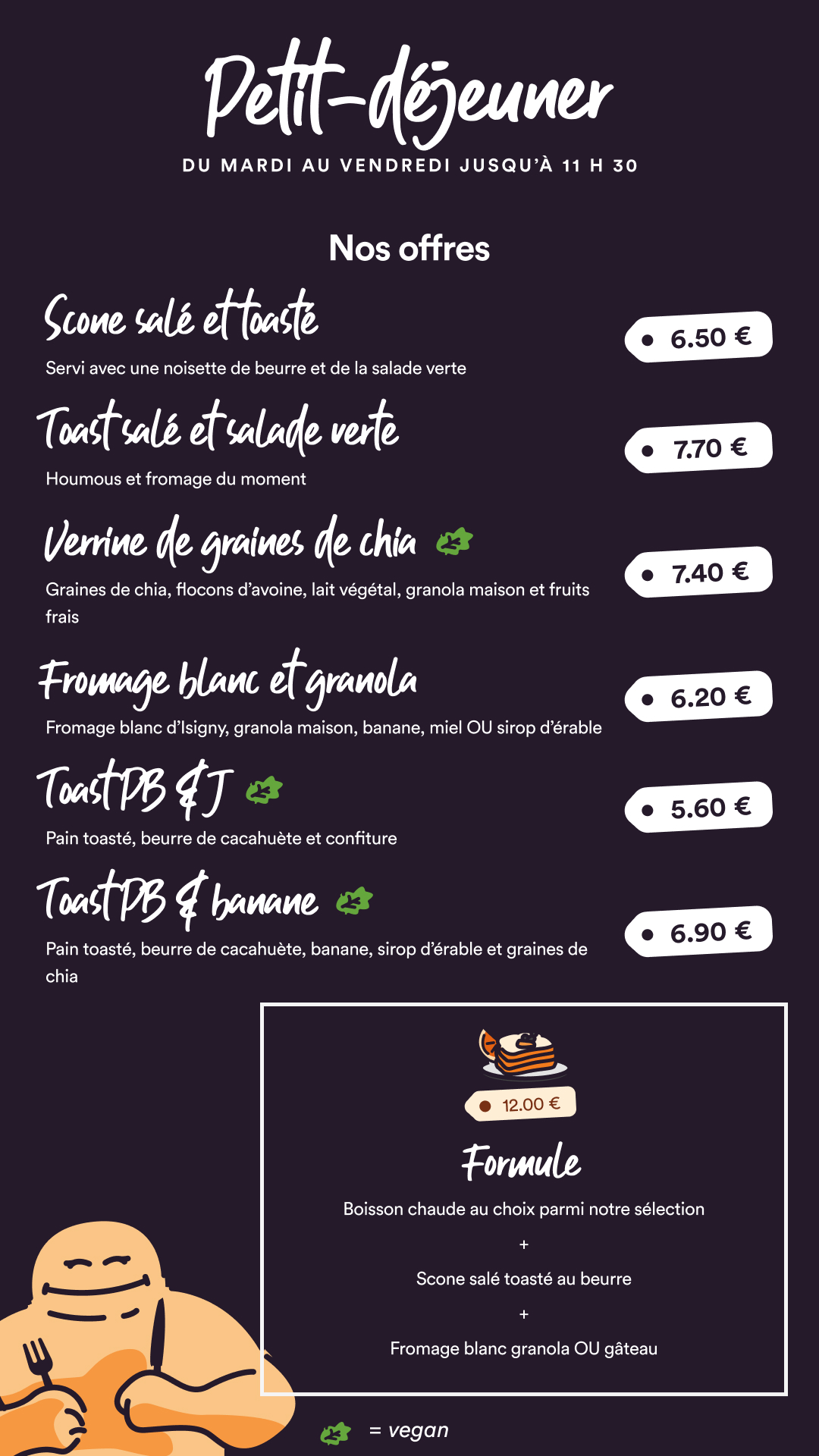 Menu - Petit-déjeuner petit-déjeuner coffee shop