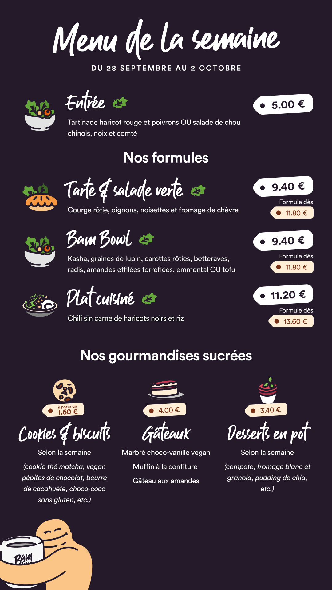 Menu - Vacs S3 vente à emporter nantes